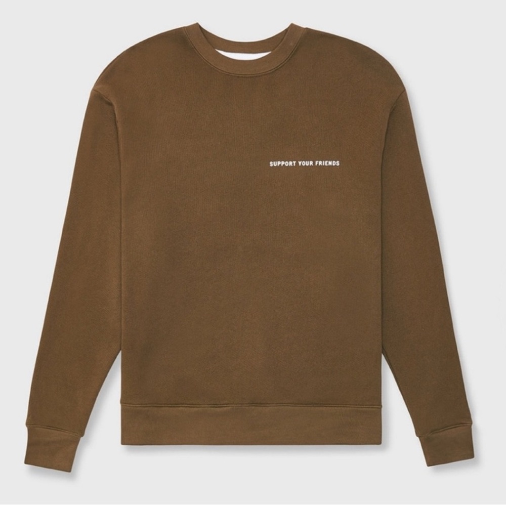 KROST Brown Long Sleeve Crewneck “Support Your Friends”